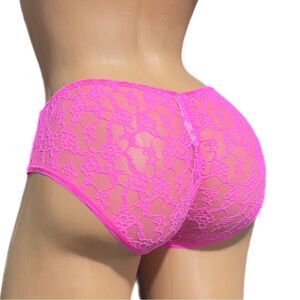 Victoria’s Secret Low Rise Hiphugger Cotton & Ruched Lace on back Panty Pink S
